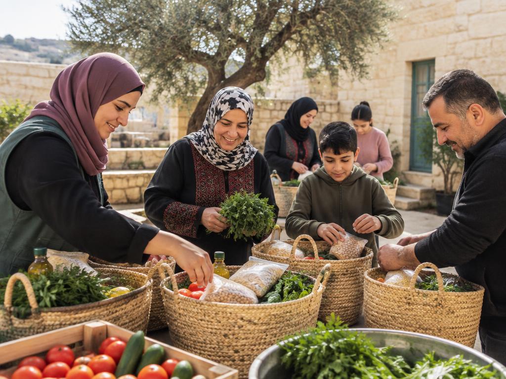 Scène de solidarité illustrant notre engagement en Palestine